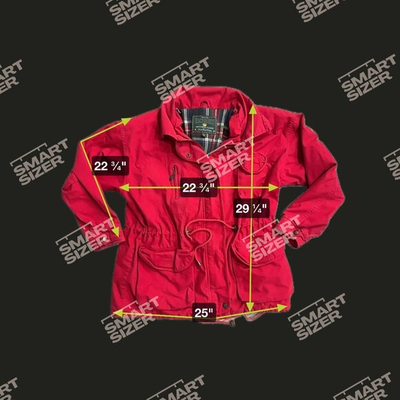 Vtg Chore‎ jacket Coat Womens M Classic Red Field Barn Pockets Drawstring Zip - Picture 2 of 8